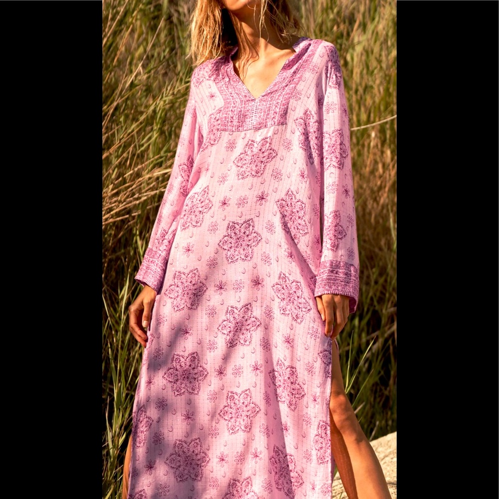 Zara Pink Sheer Print Midi Dress Bohemian 7521/059